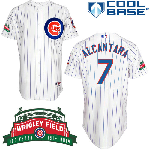 Arismendy Alcantara #7 MLB Jersey-Chicago Cubs Men's Authentic Wrigley Field 100th Anniversary White Baseball Jersey